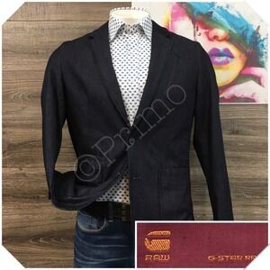 G STAR Mens Varve Blazer Denim Sport Coat Casual Jacket Size L Two Button Suit